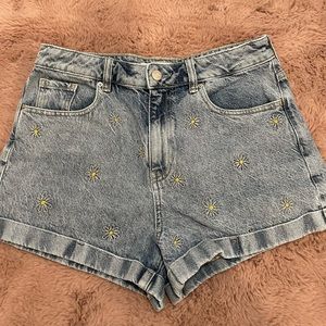 PacSun Eco Daisy Embroidered Denim Mom Shorts